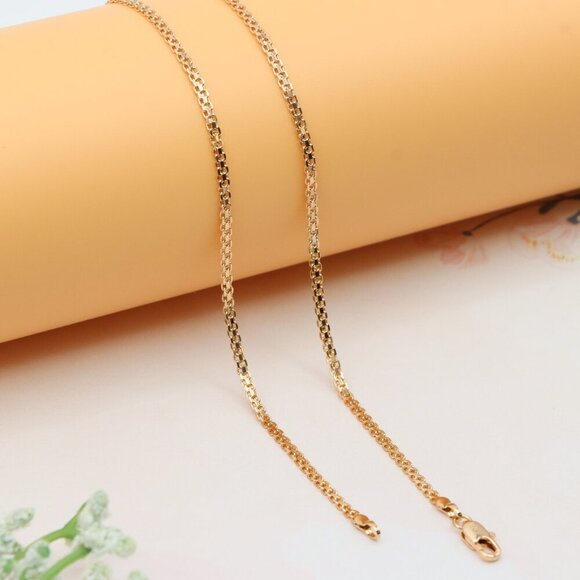 Elegant Rose Gold Flat Link Chain Necklace High Shine Finish, XPNL0252 - Picture 12 of 12